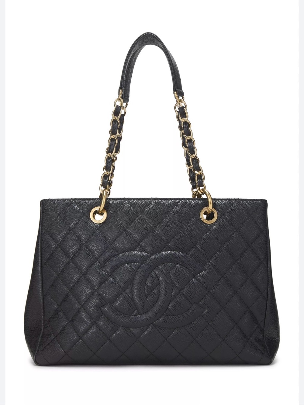 CHANEL Black Quilted Leather Shoulder Tote with Gold Hardware